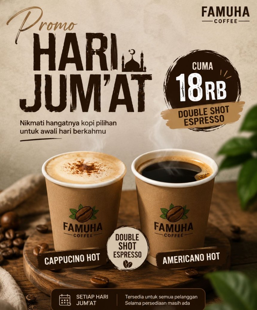 Promo Hari Jumat - Cappuccino Hot & Americano Hot cuma Rp18.000